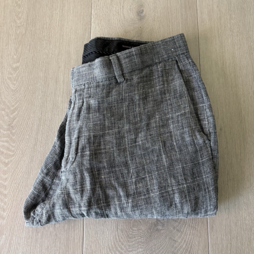 Banana Republic Pants 100% Linen Trousers Modern Slim Fit Men's Size 33x29 Blue